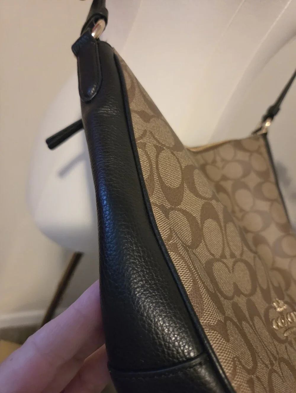Coach Khaki and Black Signature Crossbody Bag